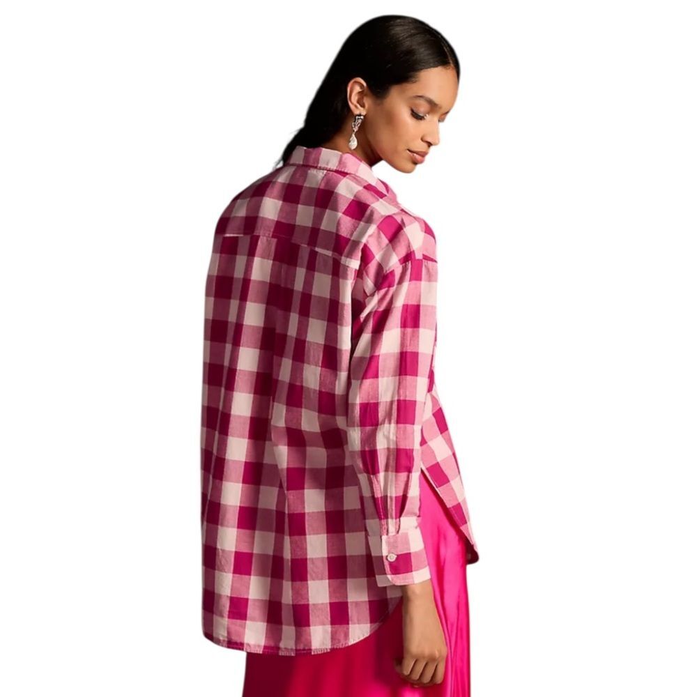 J. Crew Magenta and White Plaid Shirt